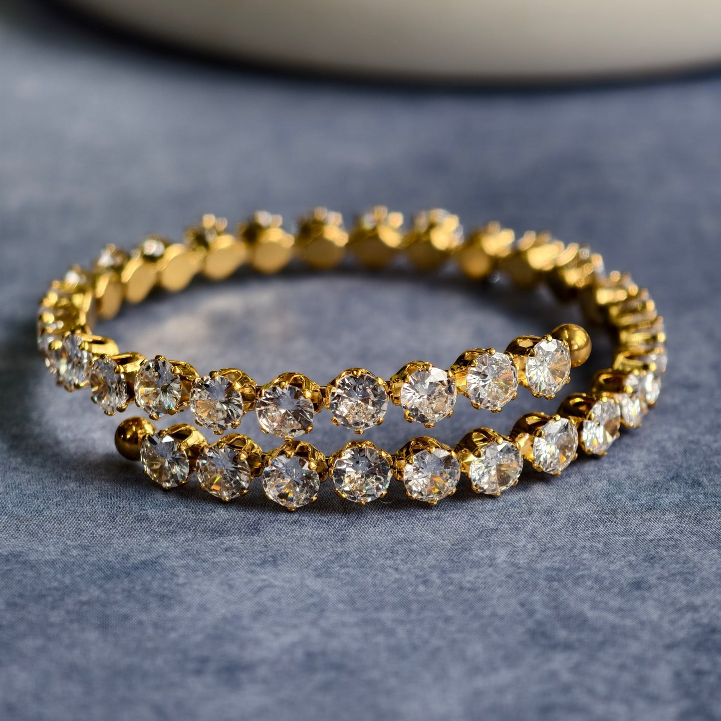 Opulent Zircon Geometric Bangle Bracelet