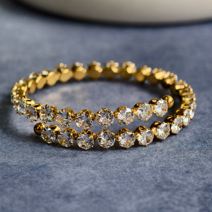 Opulent Zircon Geometric Bangle Bracelet