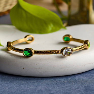 Emerald Halo Open Bangle