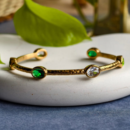 Emerald Halo Open Bangle