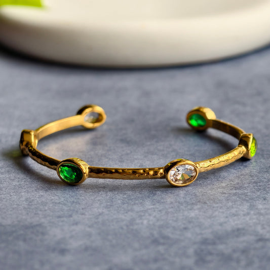 Emerald Halo Open Bangle