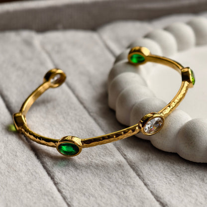 Emerald Halo Open Bangle