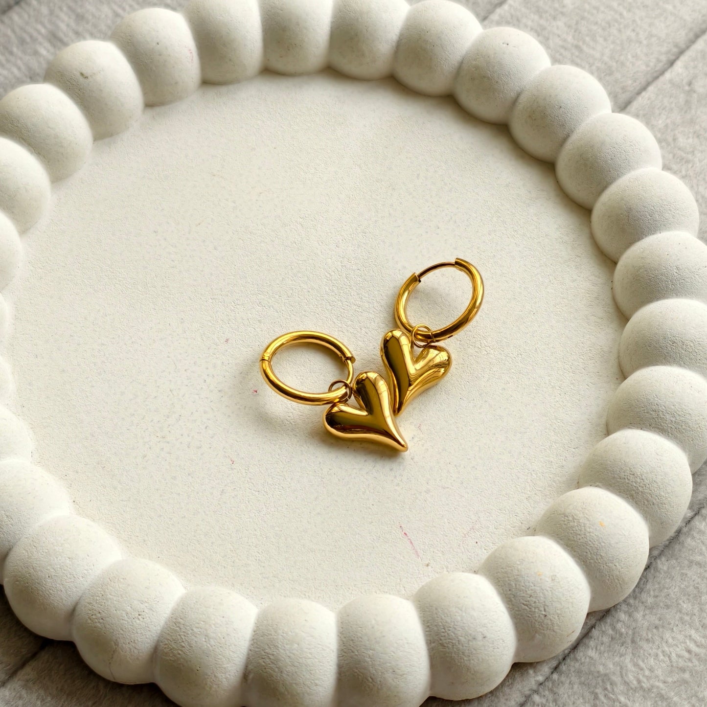 Lena Puff Heart Huggie Earrings