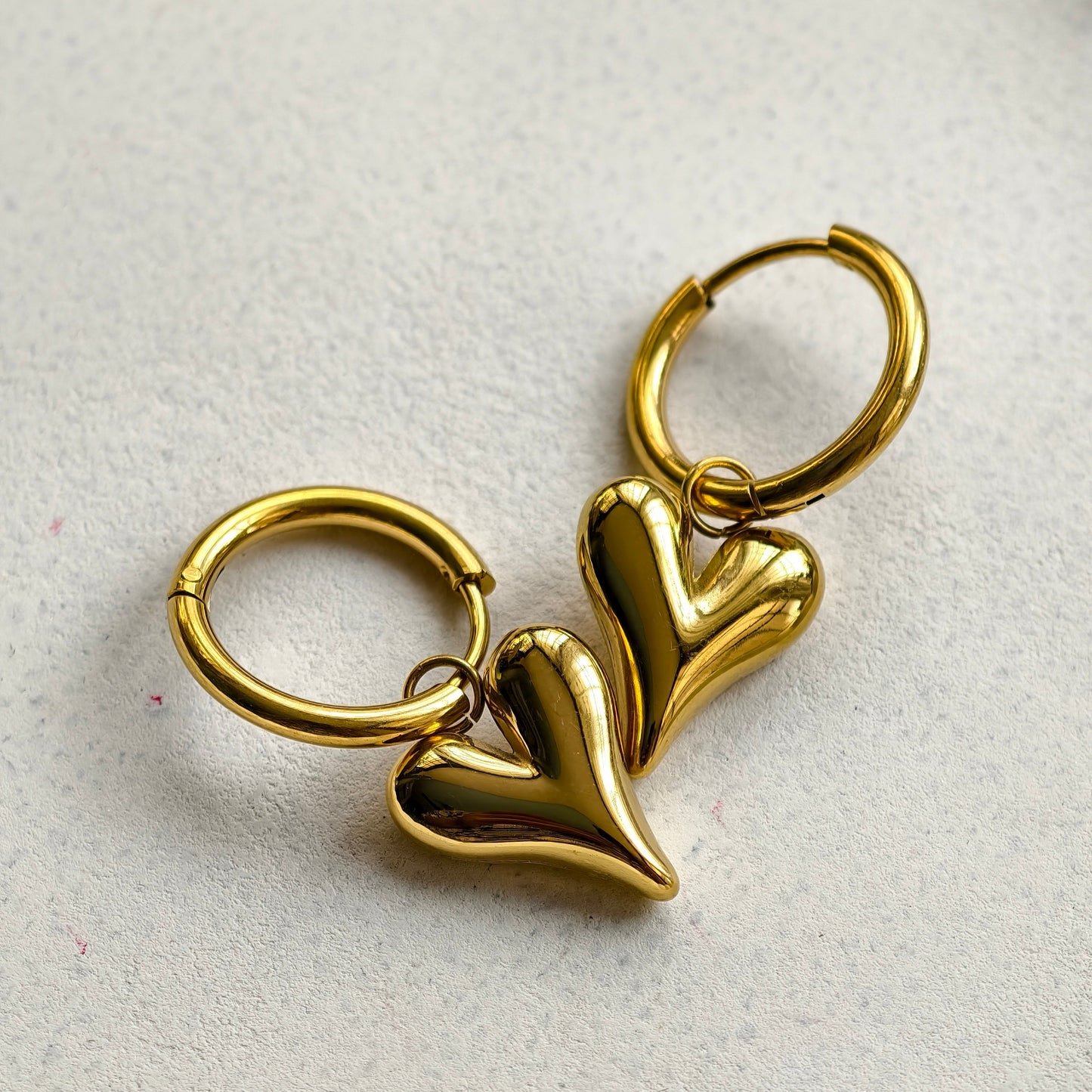 Lena Puff Heart Huggie Earrings