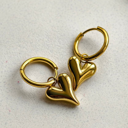 Lena Puff Heart Huggie Earrings