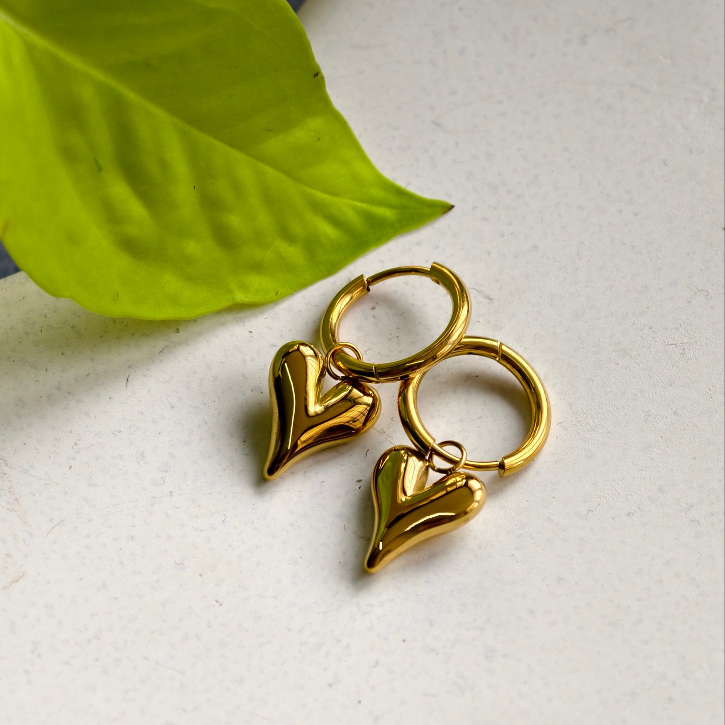 Lena Puff Heart Huggie Earrings