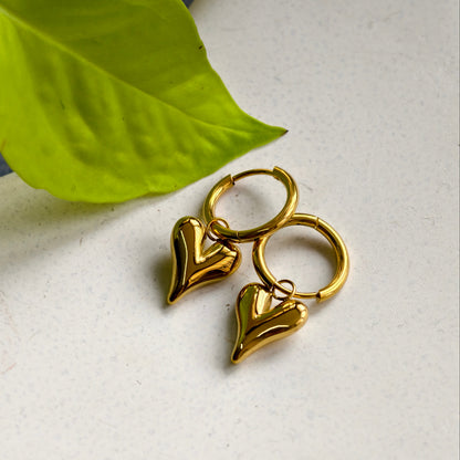 Lena Puff Heart Huggie Earrings