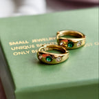 Emerald Halo Mini Hoops