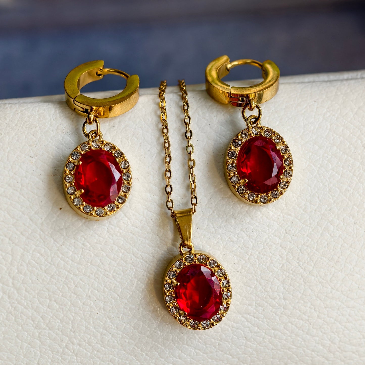 Elena Ruby Glow Jewelry Set