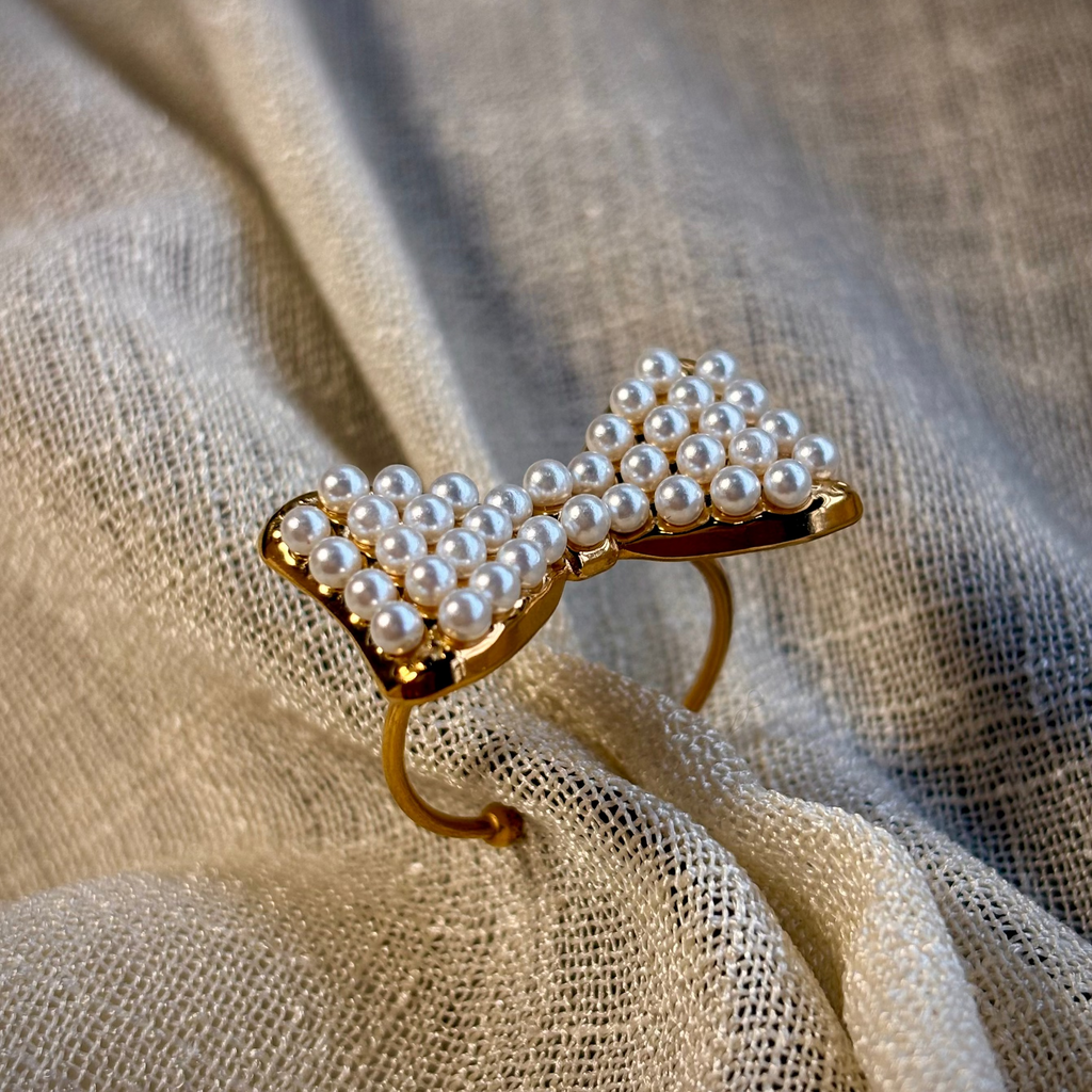 Madison Pearl Bow Open Ring