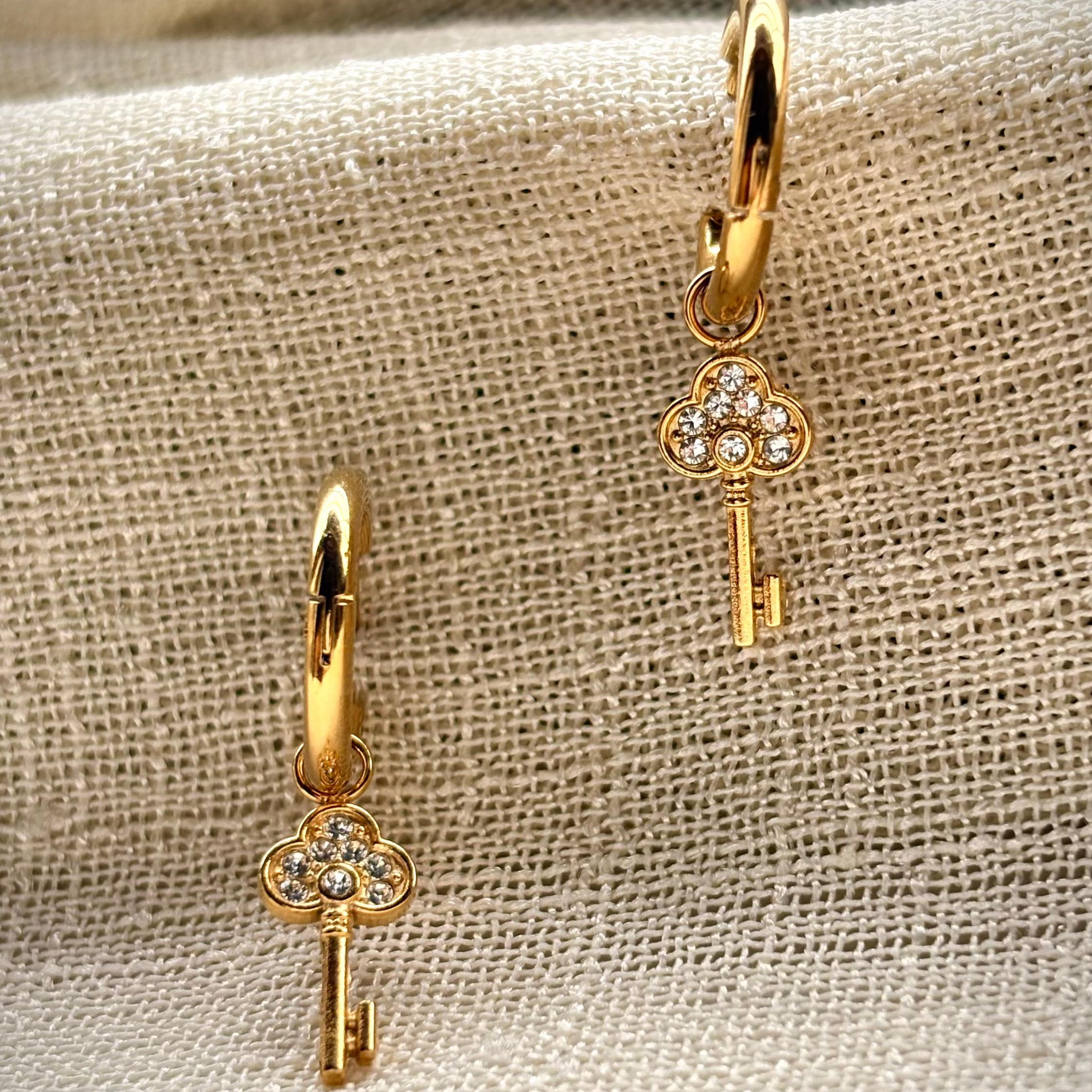 Meher Crystal Key Drop Earrings