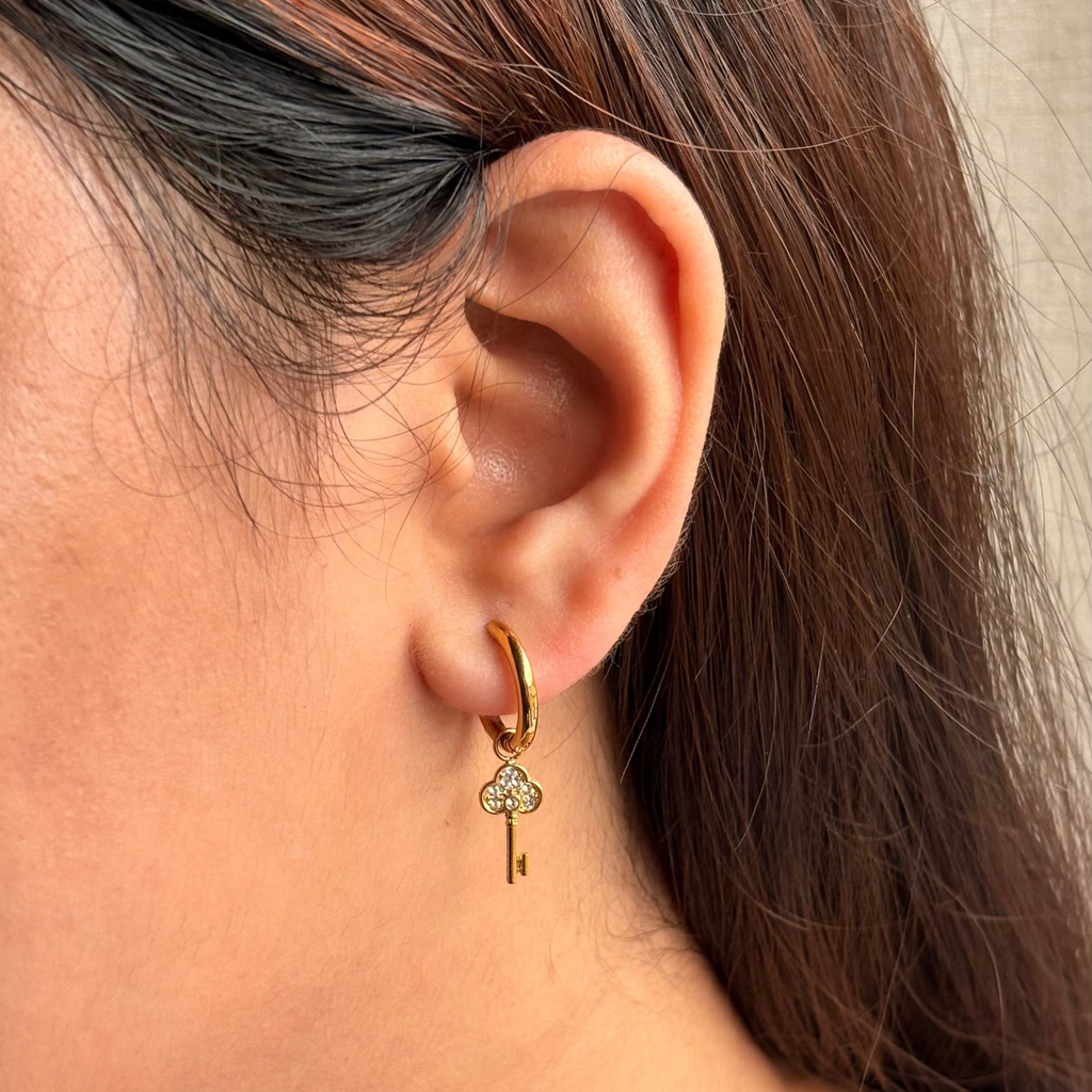 Meher Crystal Key Drop Earrings