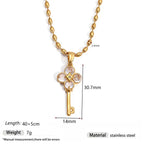 Clover Lucky Key Pendant Necklace