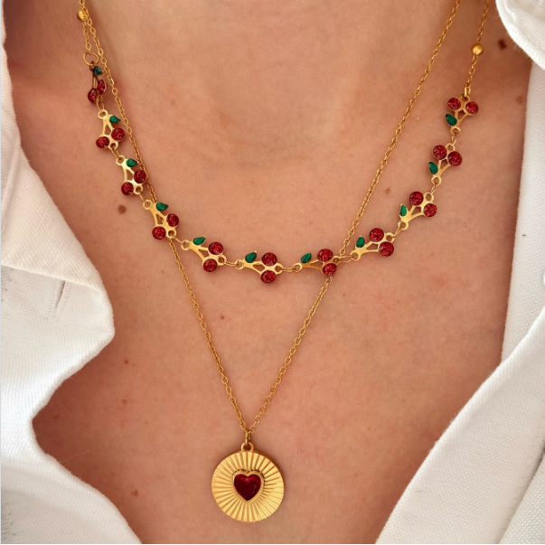 Lila Berry Heart Necklace