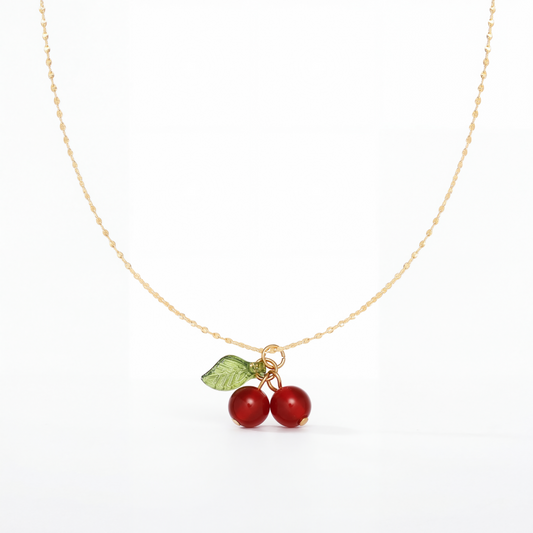 Ruby Cherry Pendant Necklace