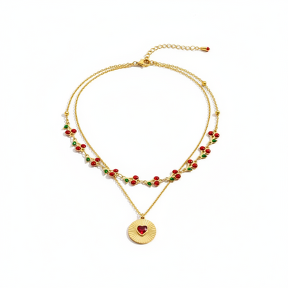Lila Berry Heart Necklace
