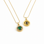 Elara Emerald Halo Pendant Necklace
