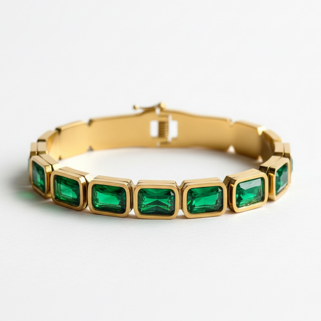 Emerald Retro Geometry Bracelet