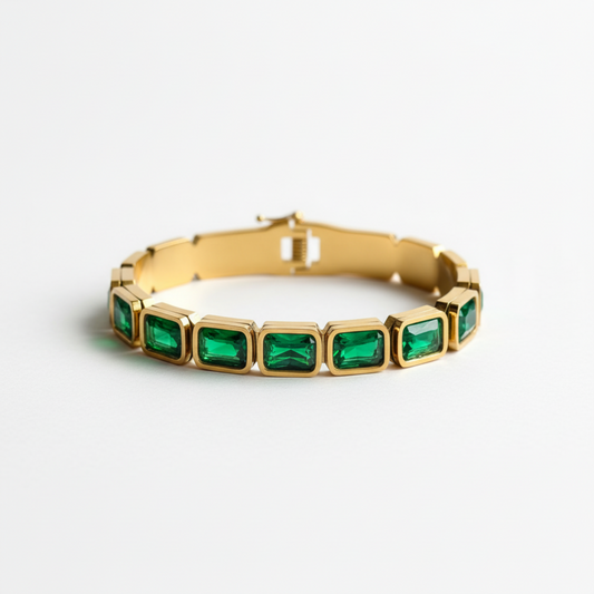 Emerald Retro Geometry Bracelet