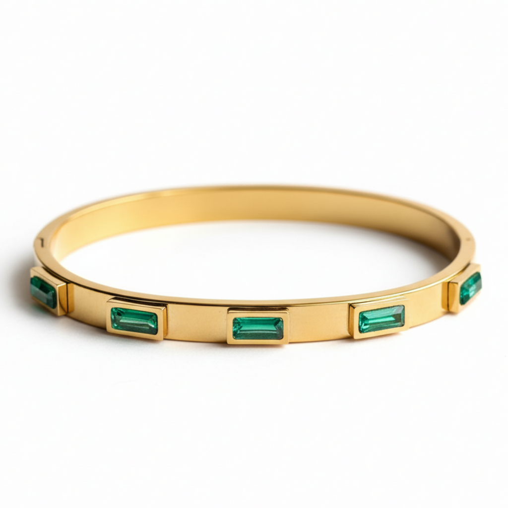 Emerald Edge Geometric Bangle
