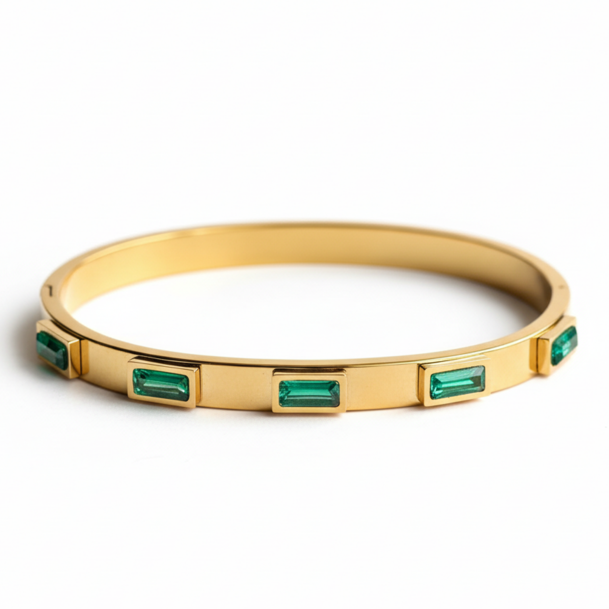 Emerald Edge Geometric Bangle