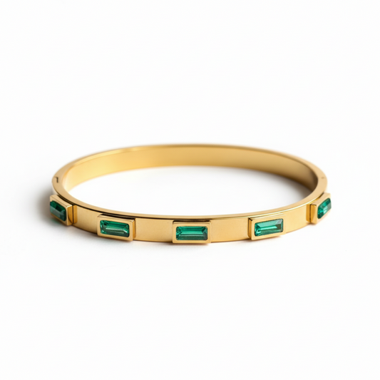 Emerald Edge Geometric Bangle