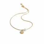 Solara Pearl Sunburst Pendant Necklace