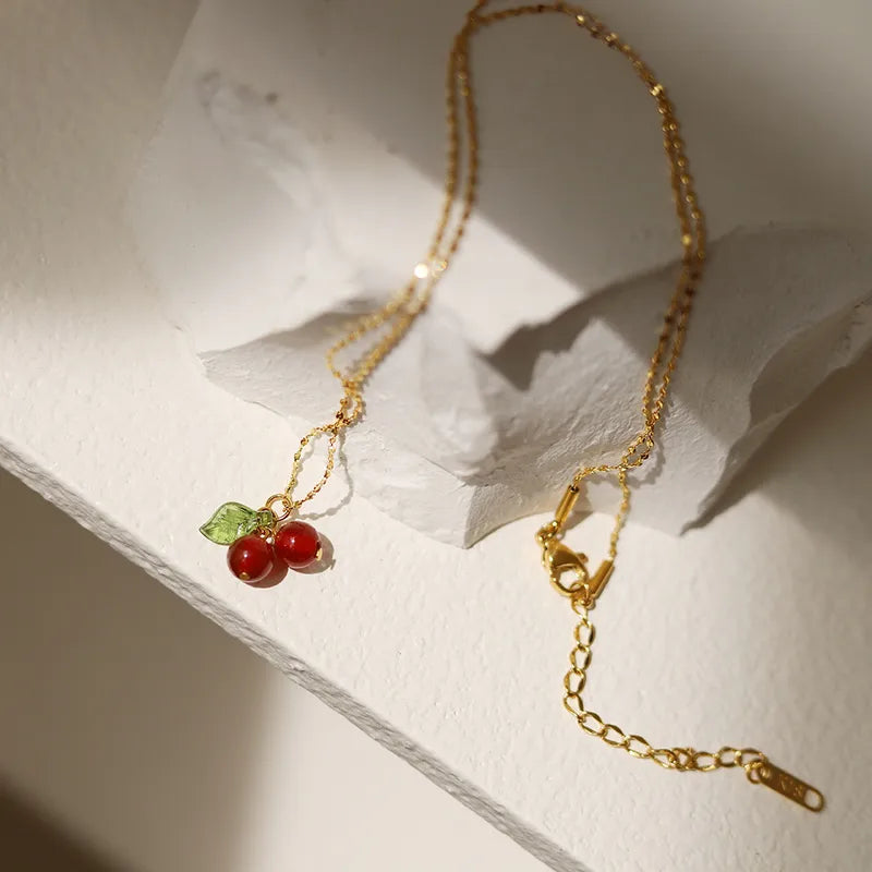 Ruby Cherry Pendant Necklace