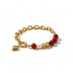 Liora Ruby Pearl Heart Bracelet