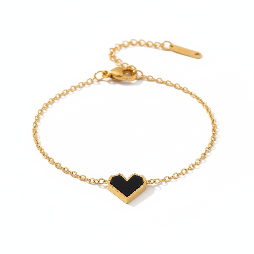 Ebony Heart Enamel Bracelet