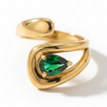 Luz Emerald Open Ring