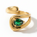 Luz Emerald Open Ring