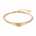 Serene Emblem Double Chain Bracelet