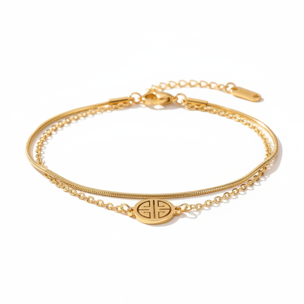 Serene Emblem Double Chain Bracelet