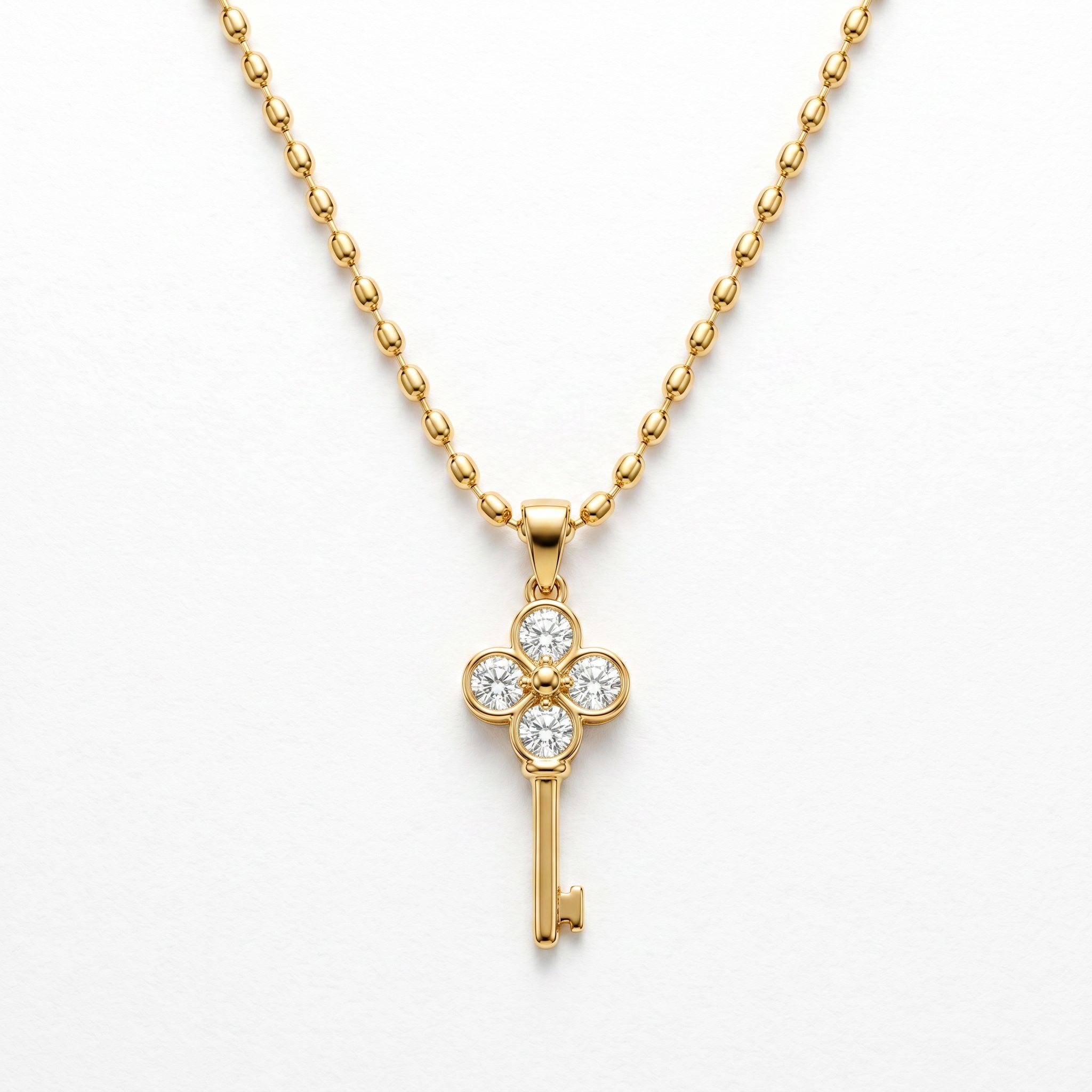 Clover Lucky Key Pendant Necklace