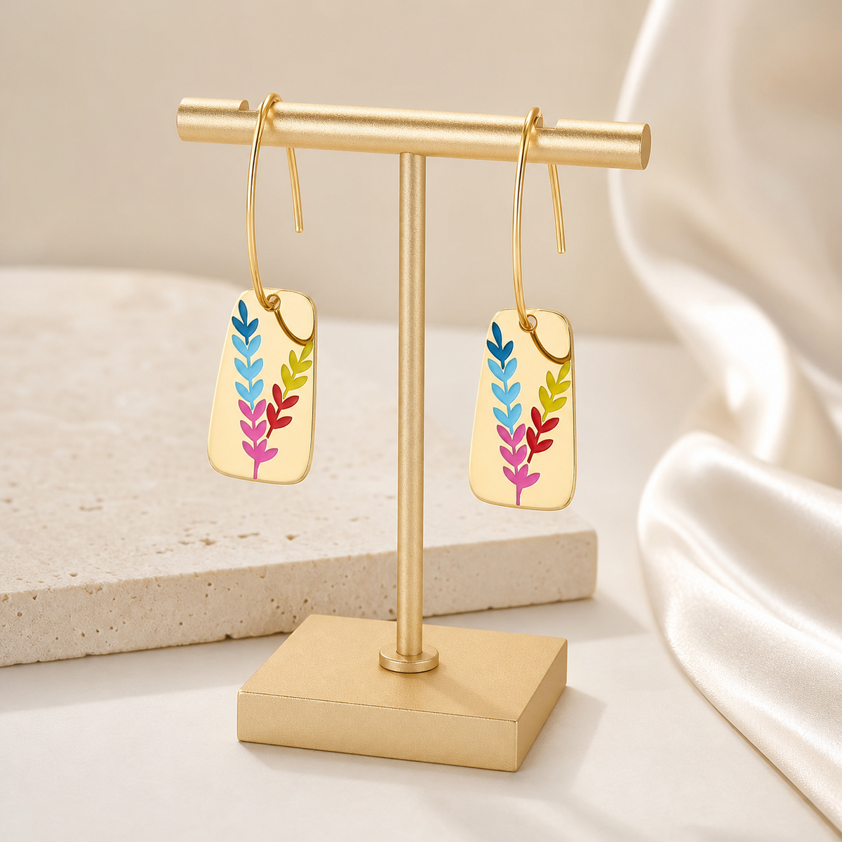 Aurora Color Leaf Earrings