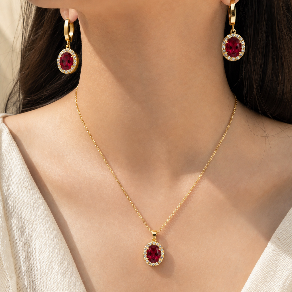Elena Ruby Glow Jewelry Set