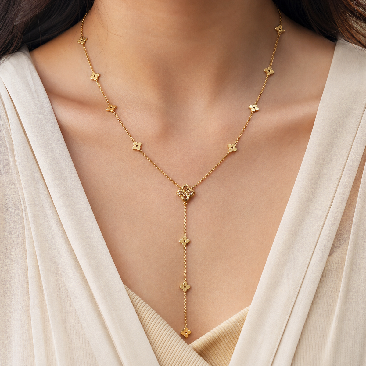 Four Leaf Glow Y-Necklace