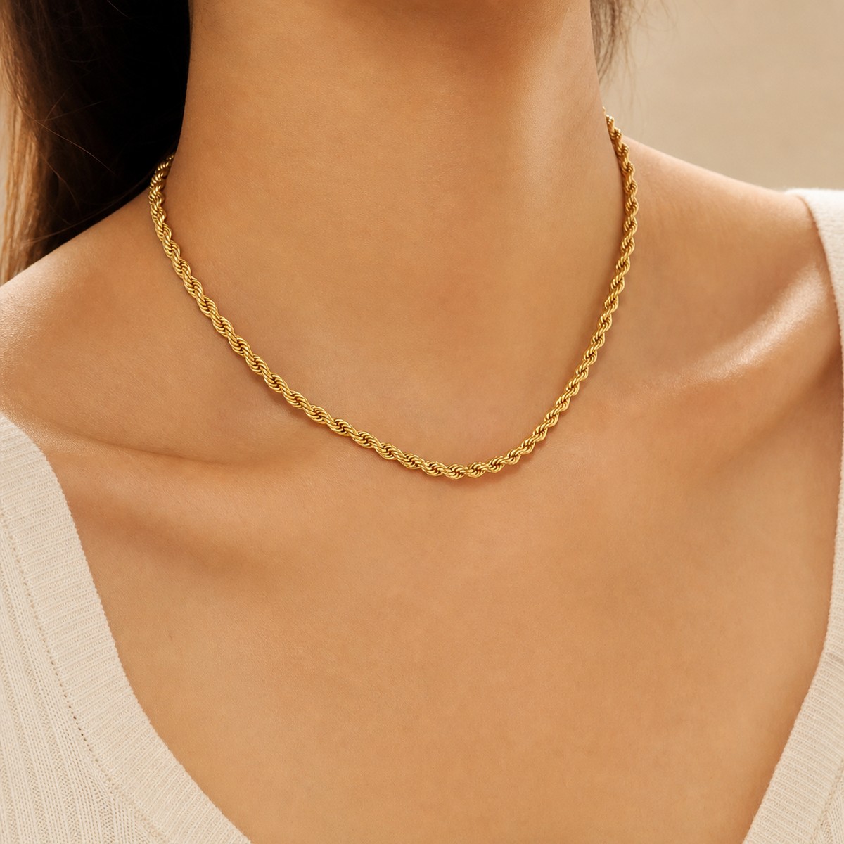 Elena Classic Geometric Rope Chain Necklace