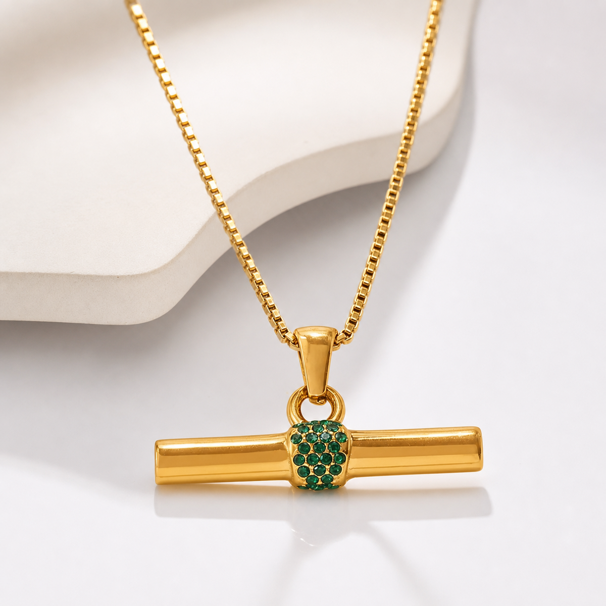 Mia T-Bar Zircon Curb Chain Necklace
