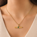 Mia T-Bar Zircon Curb Chain Necklace