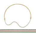 Pretty Shimmering Things Global 4-in-1 gold-tone collar necklace with interchangeable clear, emerald, ruby, and jet crystals.
