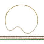 Pretty Shimmering Things Global 4-in-1 gold-tone collar necklace with interchangeable clear, emerald, ruby, and jet crystals.