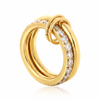 Pretty Shimmering Things Global Sloane double ring in 18K gold plated stainless steel with diamond accents.