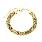 Pretty Shimmering Things Global gold-tone multi-strand woven stainless steel chain bracelet with adjustable clasp
