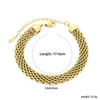 Pretty Shimmering Things Global gold-tone multi-strand woven stainless steel chain bracelet with adjustable extender