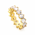 Pretty Shimmering Things Global gold-plated eternity ring featuring a row of sparkling white 5A zircon stones.
