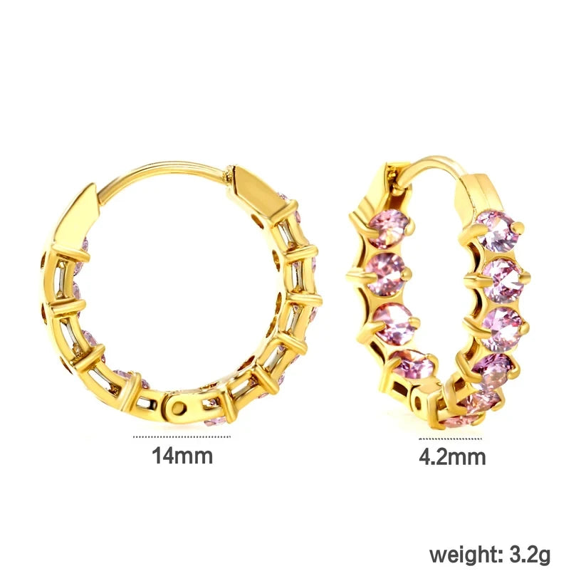 Pretty Shimmering Things Global Lyra lavender zircon hoop ear clips in 18K gold plated stainless steel