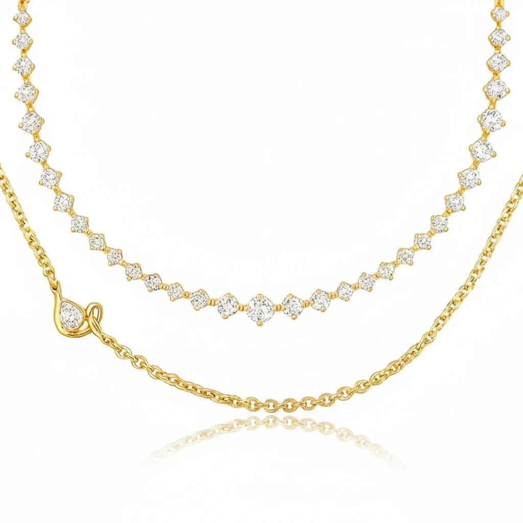 Pretty Shimmering Things Global layered necklace set featuring a gold-tone chain and a shimmering crystal strand.