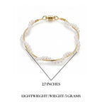 Pretty Shimmering Things Global twisted pearl bracelet with gold-tone wire and magnetic clasp, 2.7 inches in diameter.